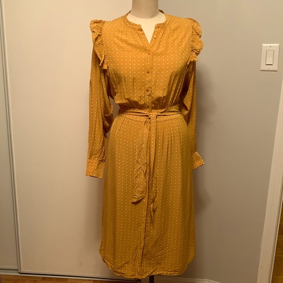 Joie yellow polka dots dress in xs - Picture 2 of 7
